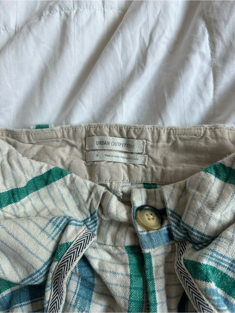 Urban Outfitters Striped High-Waist Shorts - Teal & Blue